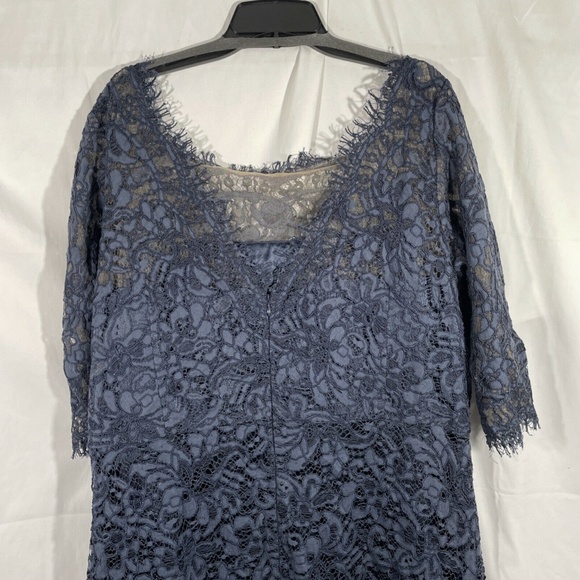 NWT JS Collections [ PLUS 22W ]‎ Bateau Neck Lace Gown In Mineral Blue - Picture 11 of 12